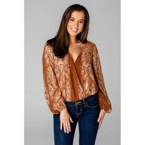 BuddyLove Katrina Surplice Bodysuit in Frappe